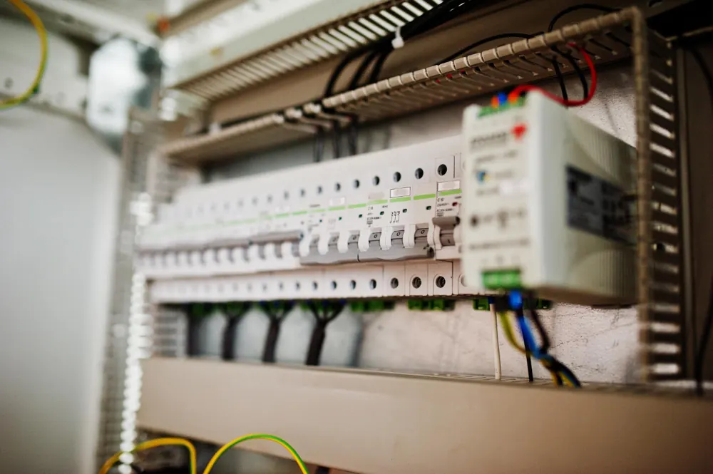 Quadro de distribuição com disjuntores
