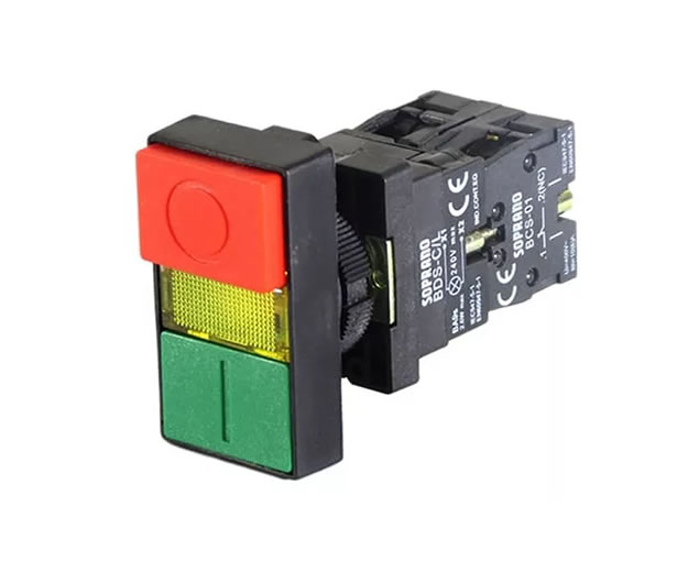 Botão Pulsador Duplo 1NA+1NF C/SINAL C/BLOCO – Soprano