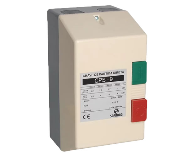 Chave de Partida Direta CPS9 1CV 220V Rele 6-9 Soprano