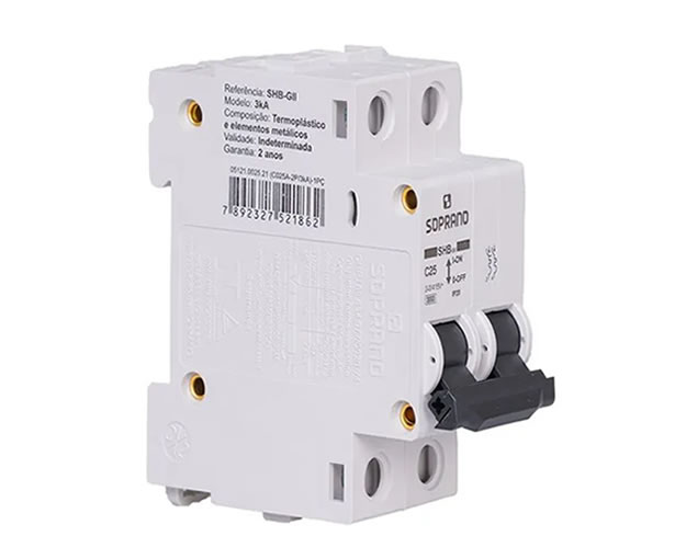 O Disjuntor DIN Bipolar “C” 25A 3KA – SOPRANO