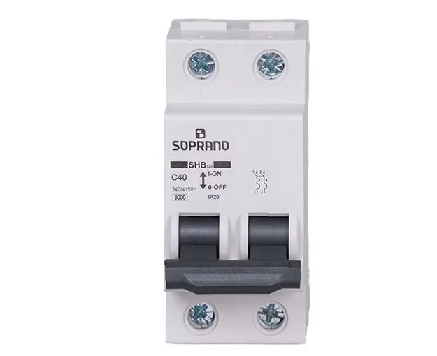 Disjuntor DIN Bipolar “C” 40A 3KA – SOPRANO
