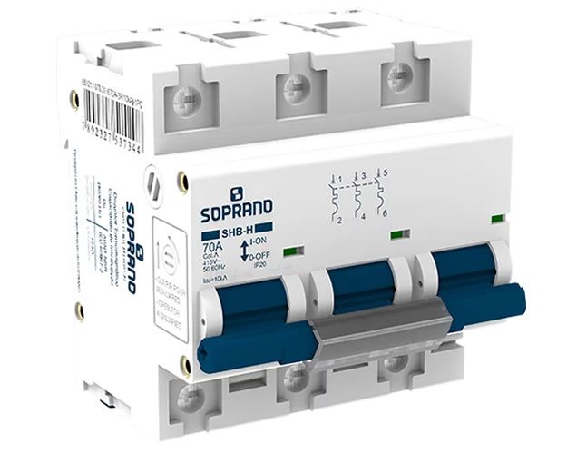 Disjuntor DIN Tripolar “C” 100A 10KA – SOPRANO