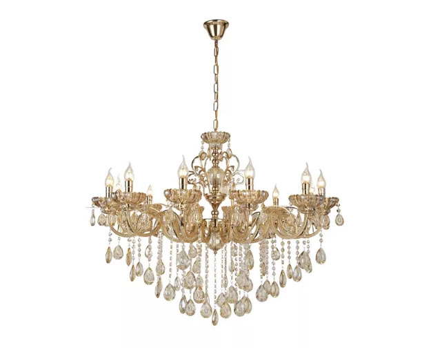 Lustre Candelabro Maria Tereza 12 Braços E14 Dourado