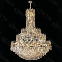 Pendente Cristal 100X150C E14X39 Dourado – Sindora