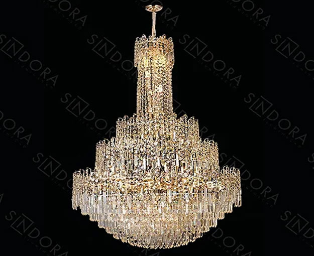 Pendente Cristal 100X150C E14X39 Dourado – Sindora