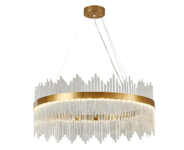 Lustre Pendente Cristal Dourado 60W 3500K 60CM