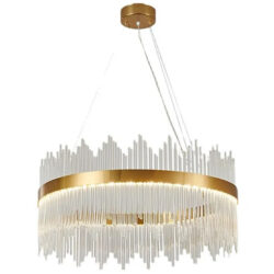 Lustre Pendente Cristal Dourado 60W 3500K 60CM