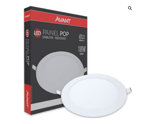Painel LED embutir redondo 18W 6500K Bivolt – Avant