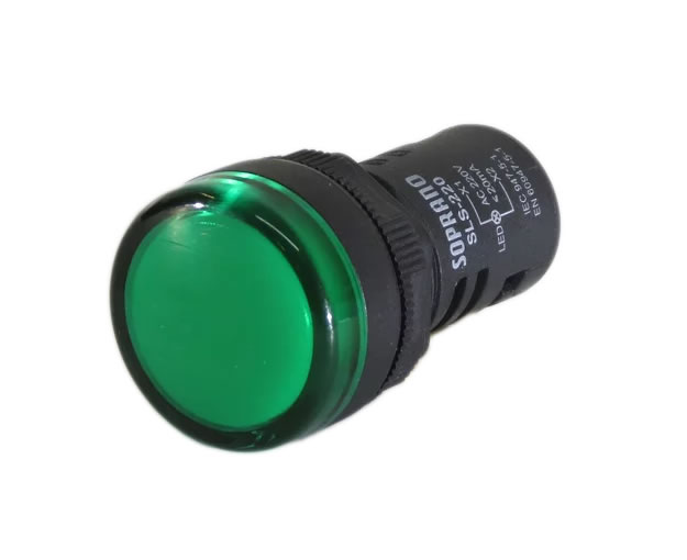 Sinalizador LED Verde 22mm 220V – Soprano