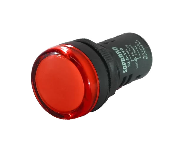 Sinalizador LED Vermelho 22mm 220V – Soprano