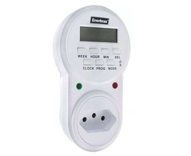 Temporizador digital com plugue bivolt TM – ED/P Enerbras