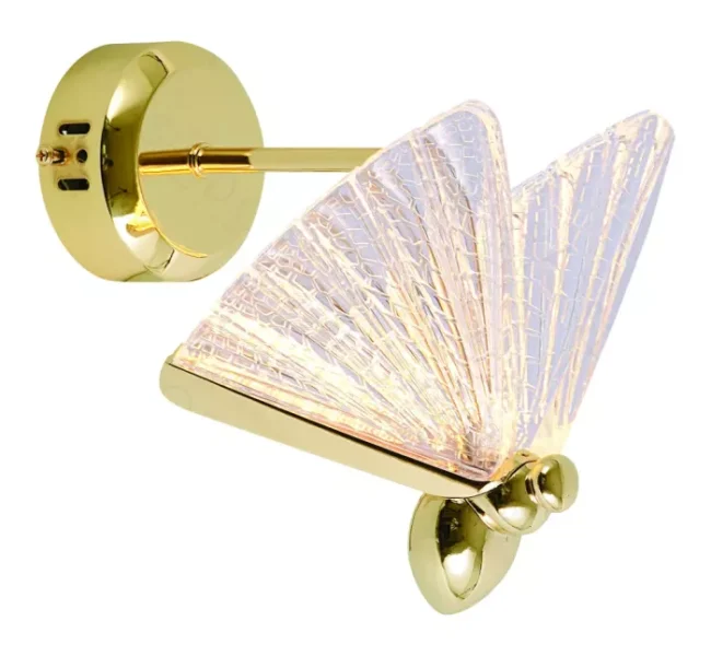 Arandela Borboleta 35 Cm Dourada 6W Bivolt – Sindora