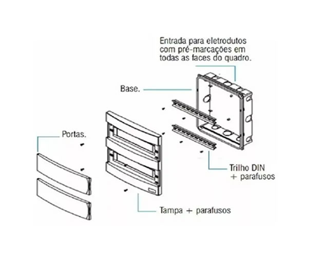 quadro de distribuição 24 Disjuntores embutir soprano -