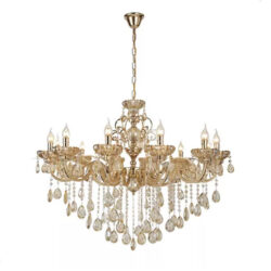 Lustre Maria Tereza Candelabro Cristal 12 Braços Dourado